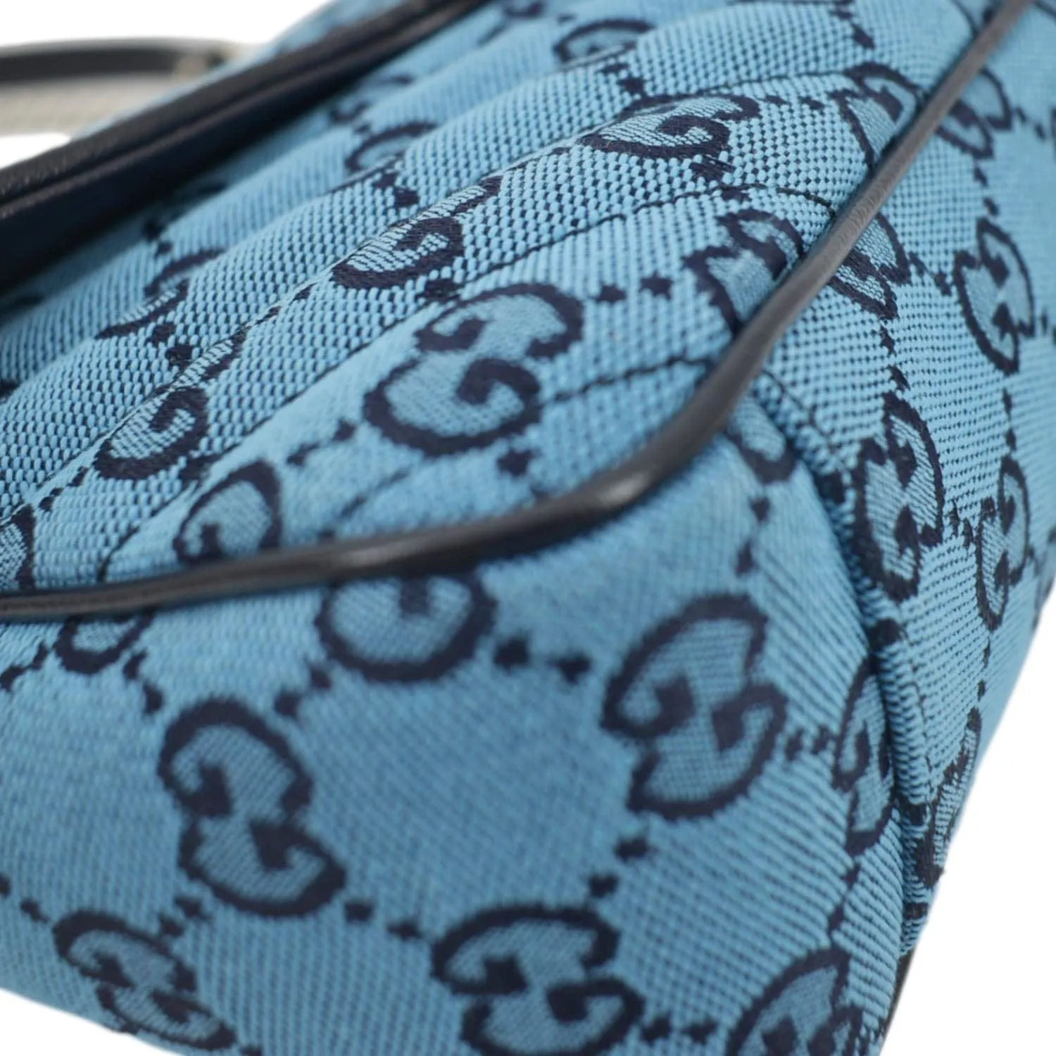 GUCCI GG Marmont Small Matelasse Canvas Shoulder Bag Blue 443497