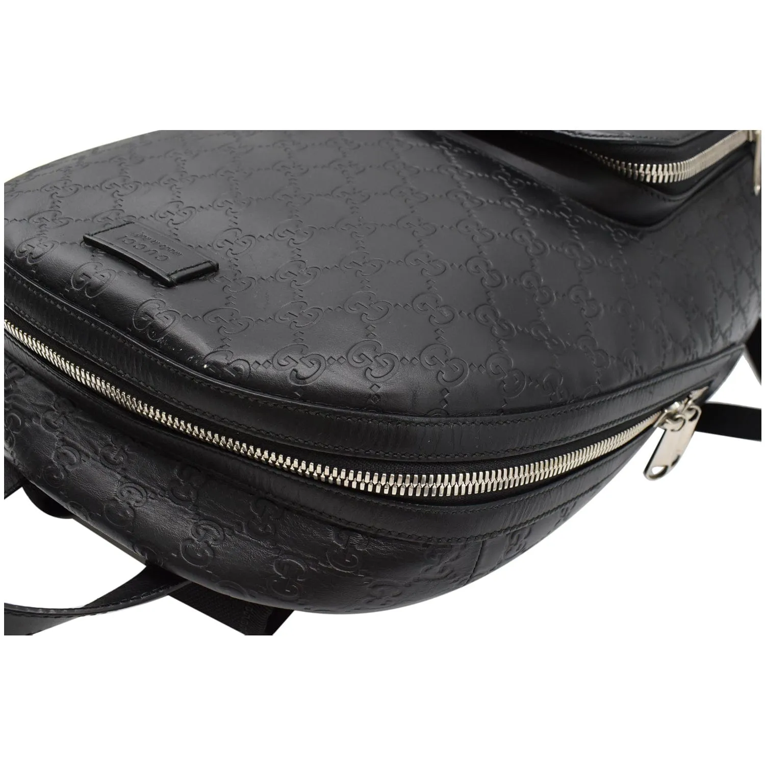 GUCCI GG Signature Leather Backpack Bag Black 406370