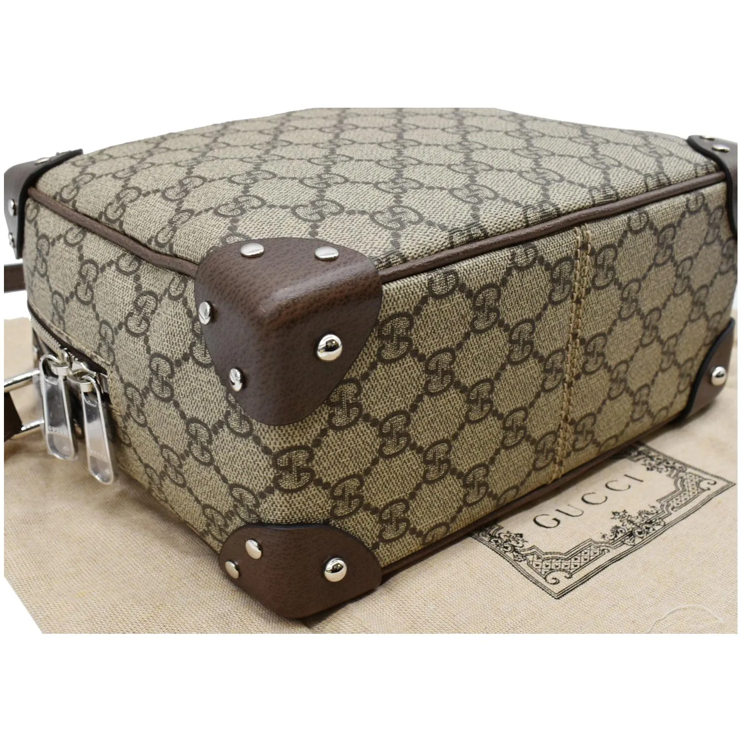 GUCCI GG Supreme Monogram Canvas Shoulder Bag Beige 626363