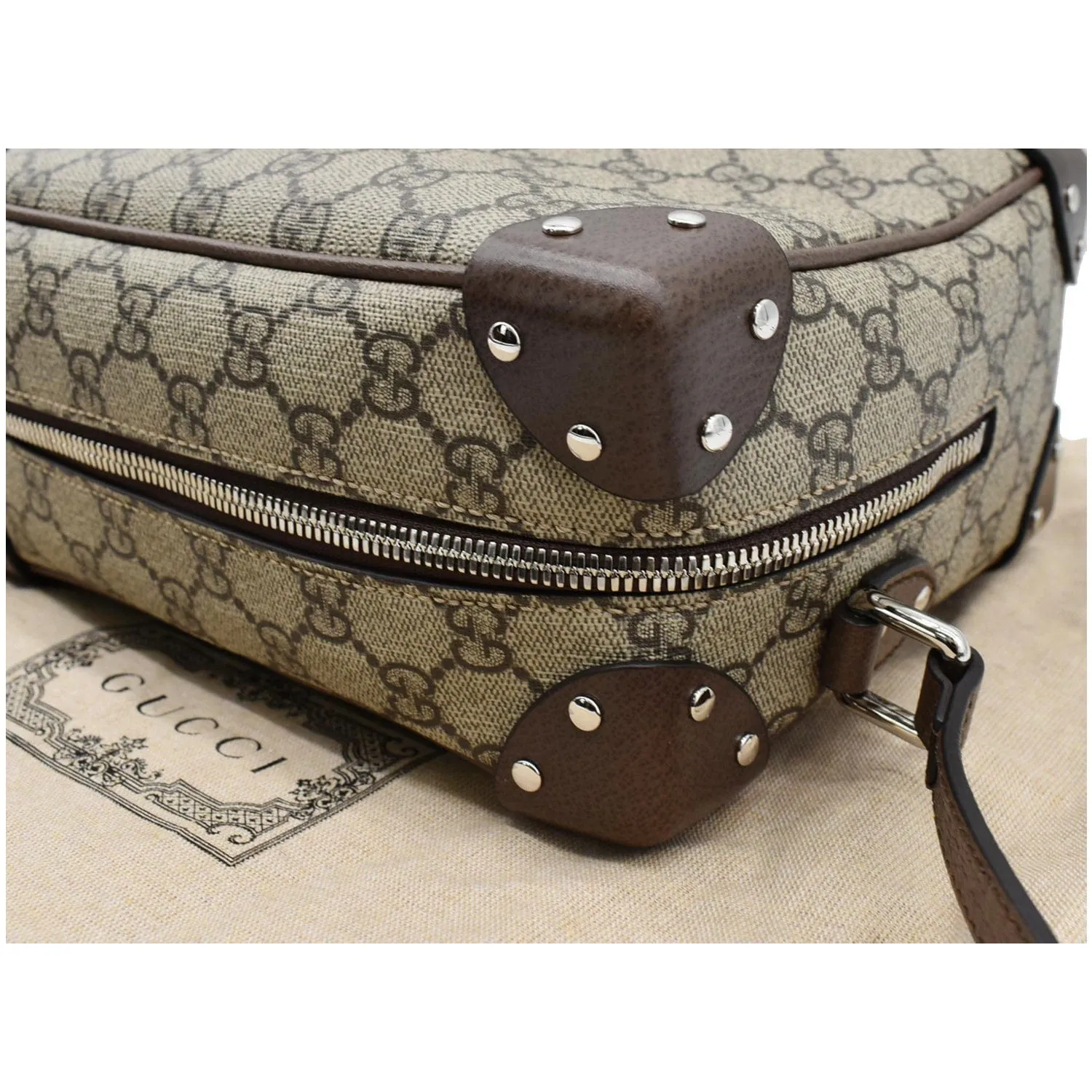 GUCCI GG Supreme Monogram Canvas Shoulder Bag Beige 626363