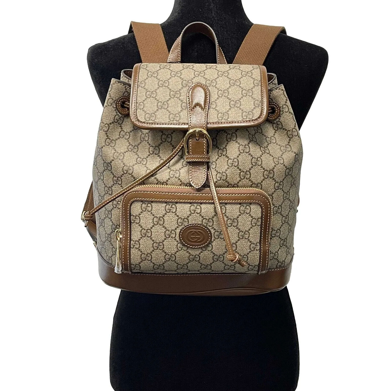 Gucci - NEW Backpack With Interlocking G - Beige / Brown Monogram Backpack