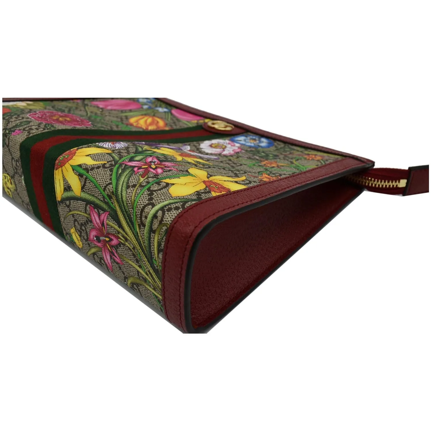 GUCCI Ophidia GG Floral Canvas Pouch Bag Red 625549