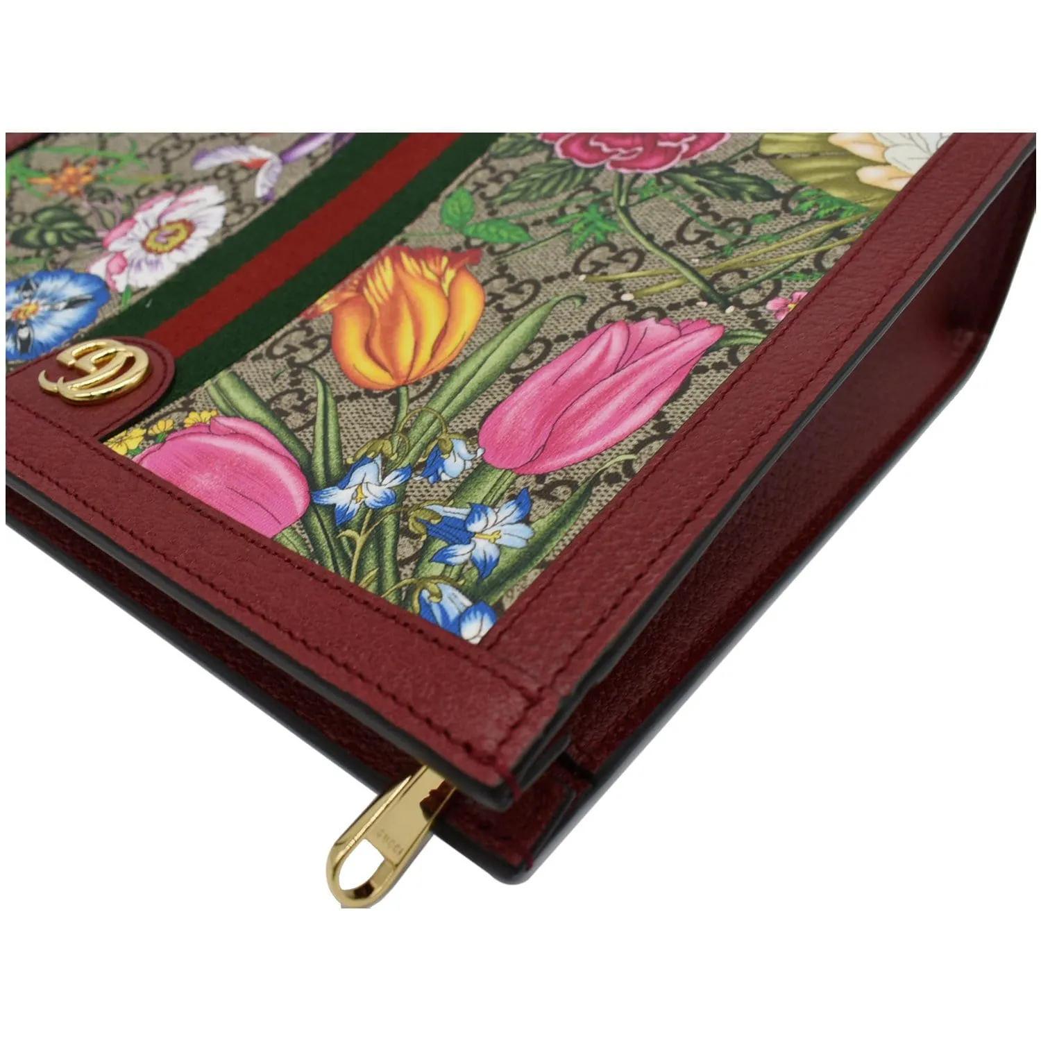 GUCCI Ophidia GG Floral Canvas Pouch Bag Red 625549