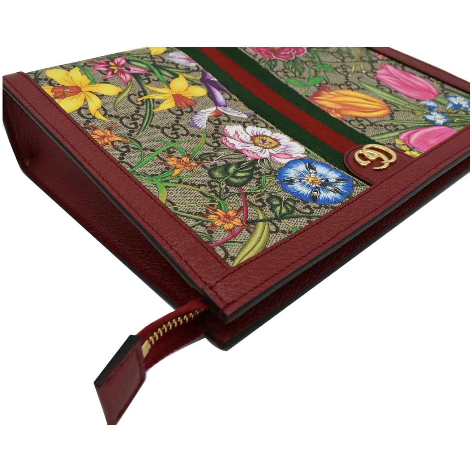 GUCCI Ophidia GG Floral Canvas Pouch Bag Red 625549