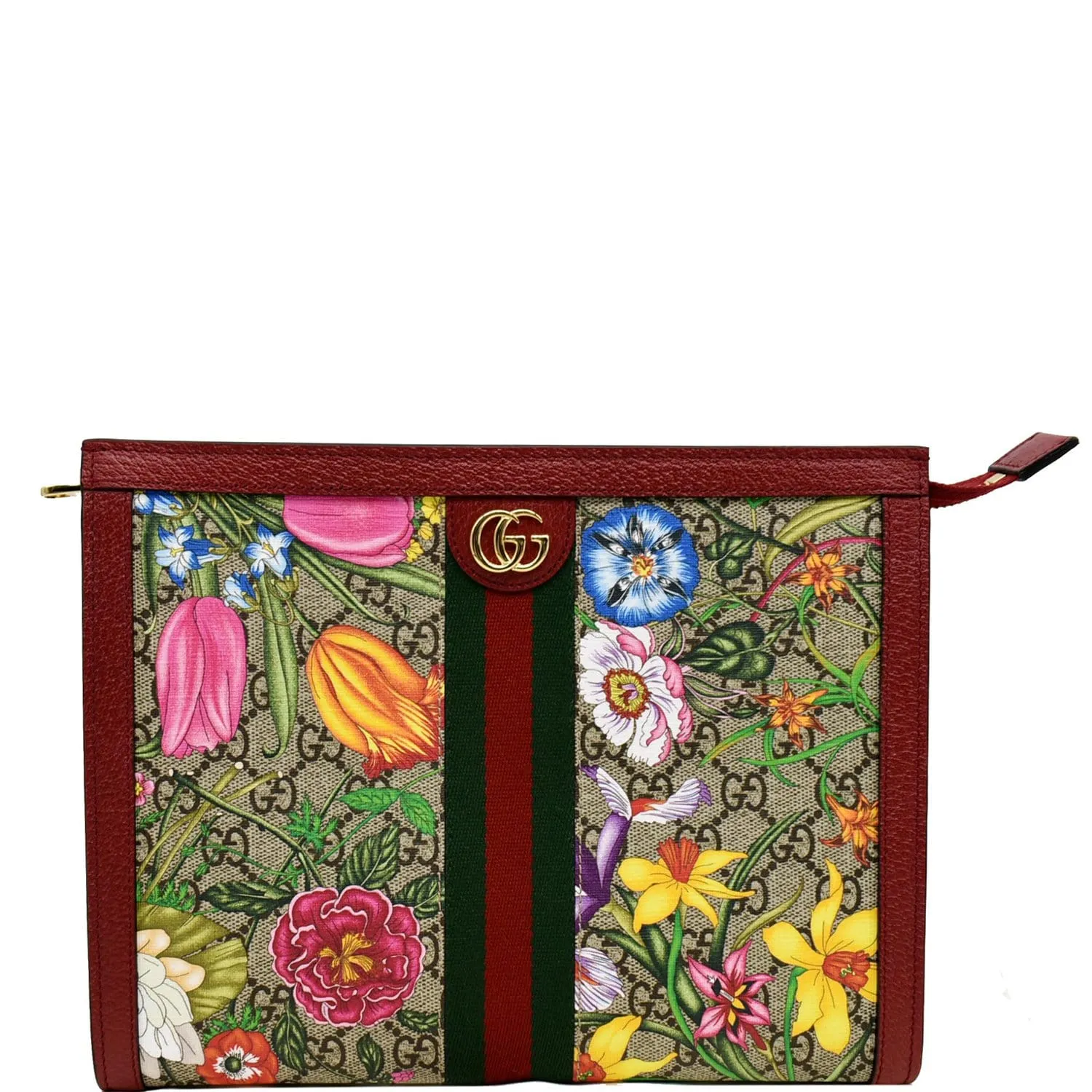 GUCCI Ophidia GG Floral Canvas Pouch Bag Red 625549