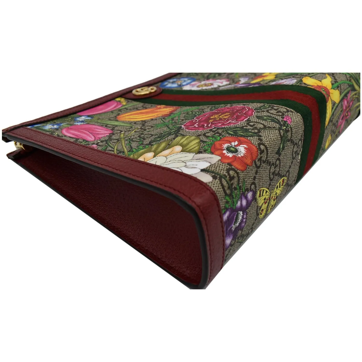 GUCCI Ophidia GG Floral Canvas Pouch Bag Red 625549