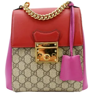 GUCCI Padlock GG Supreme Canvas Leather Backpack Red 498194