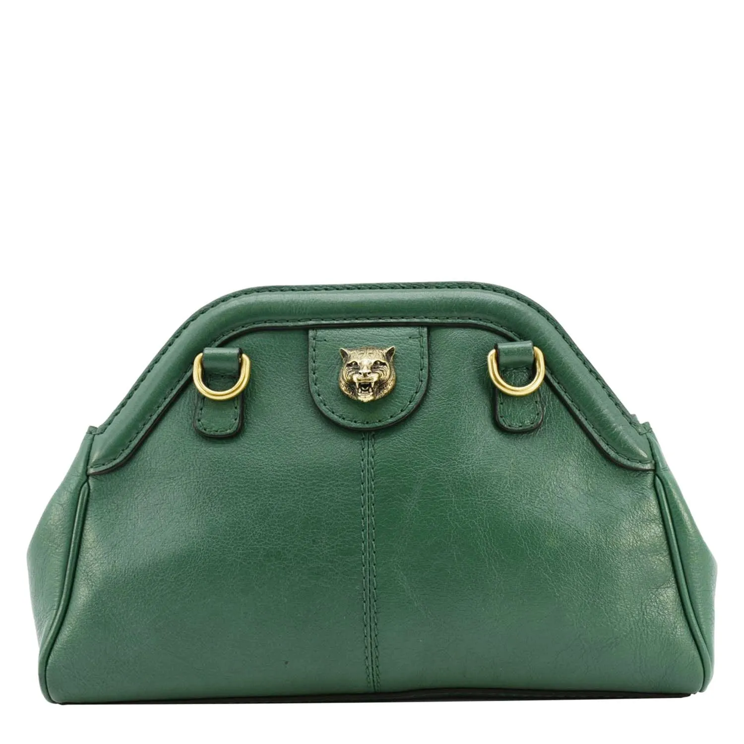 GUCCI Re(Belle) Tiger head Leather Shoulder Bag Green 524620