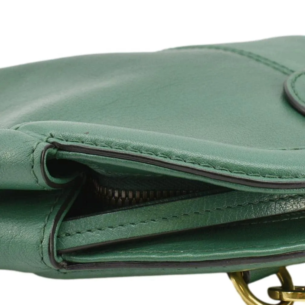 GUCCI Re(Belle) Tiger head Leather Shoulder Bag Green 524620