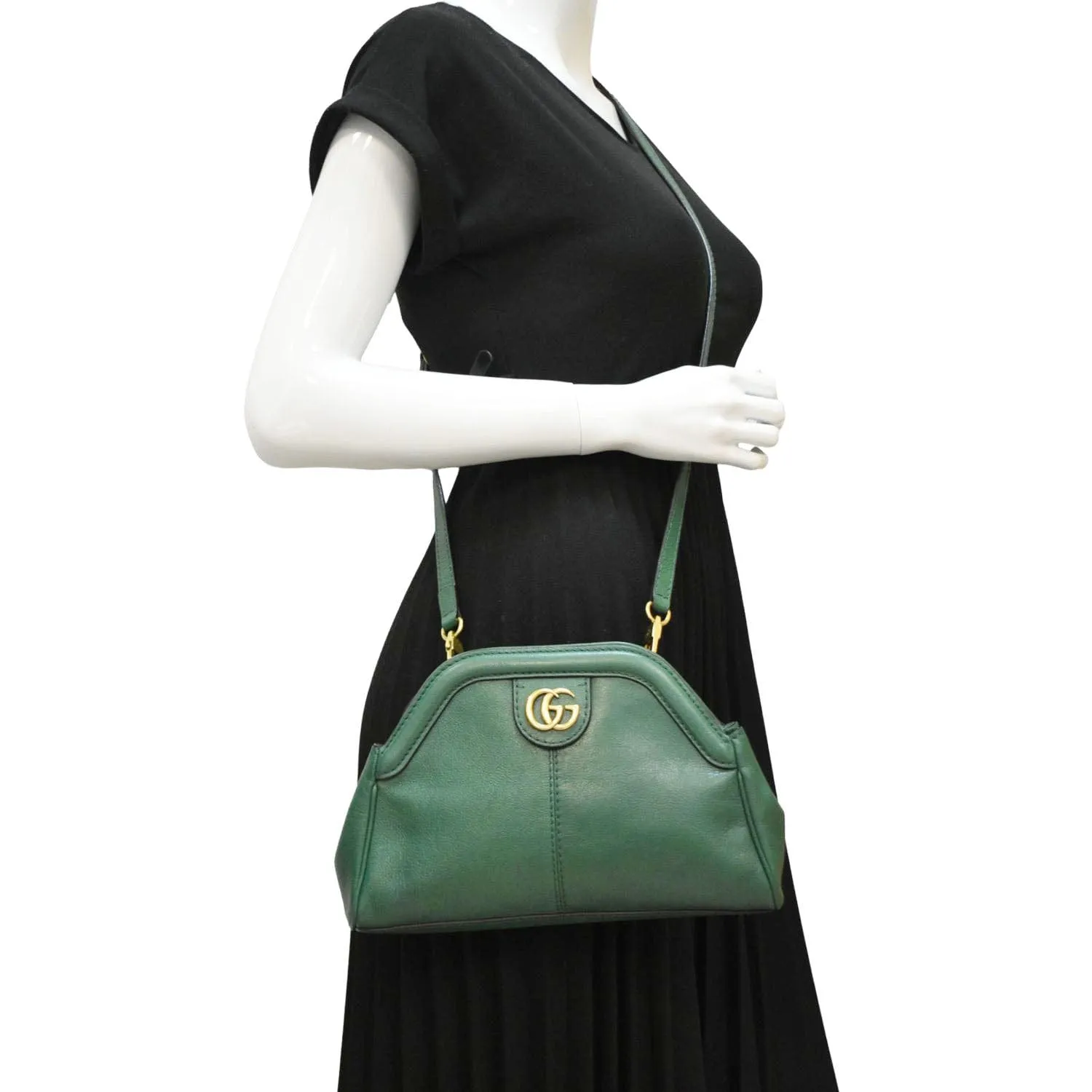 GUCCI Re(Belle) Tiger head Leather Shoulder Bag Green 524620