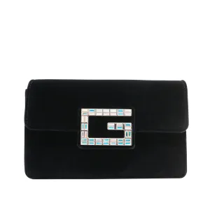 Gucci Velvet Broadway Crystal G in Black SHW