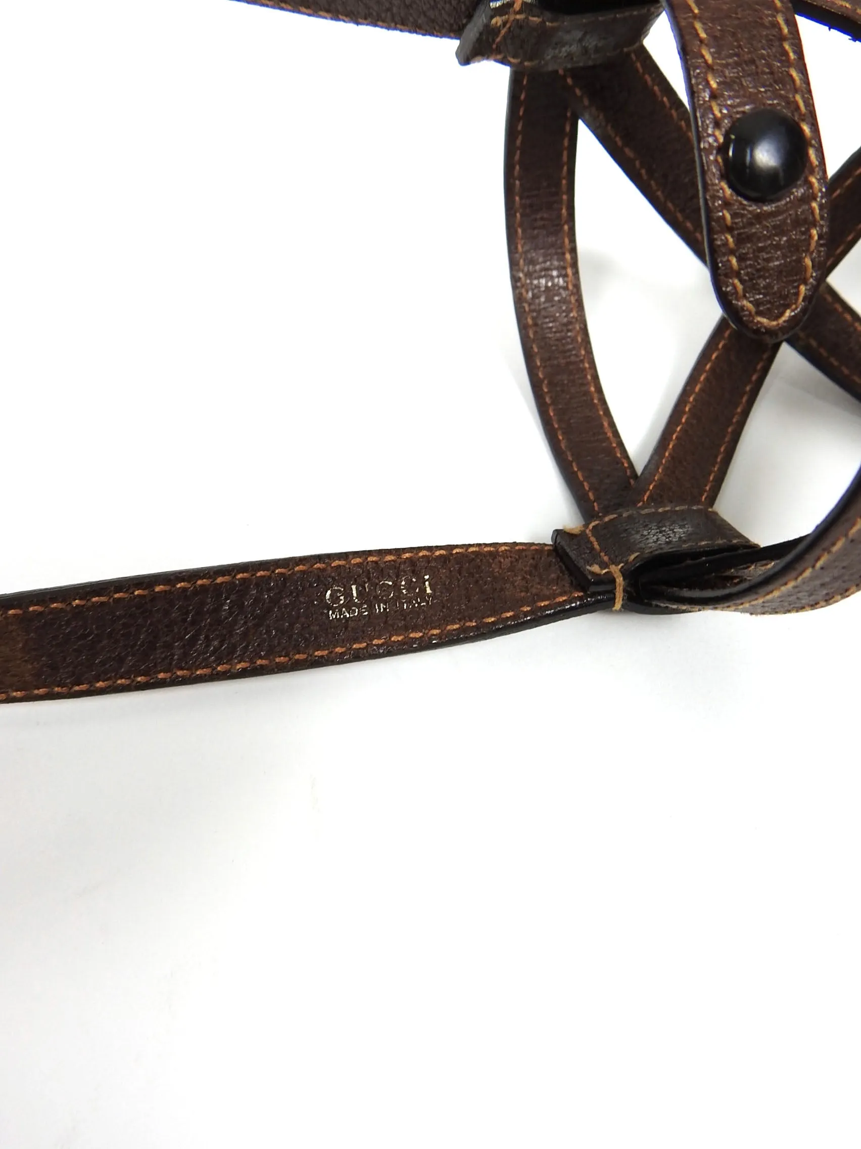 Gucci Vintage Brown Leather Bottle Holder