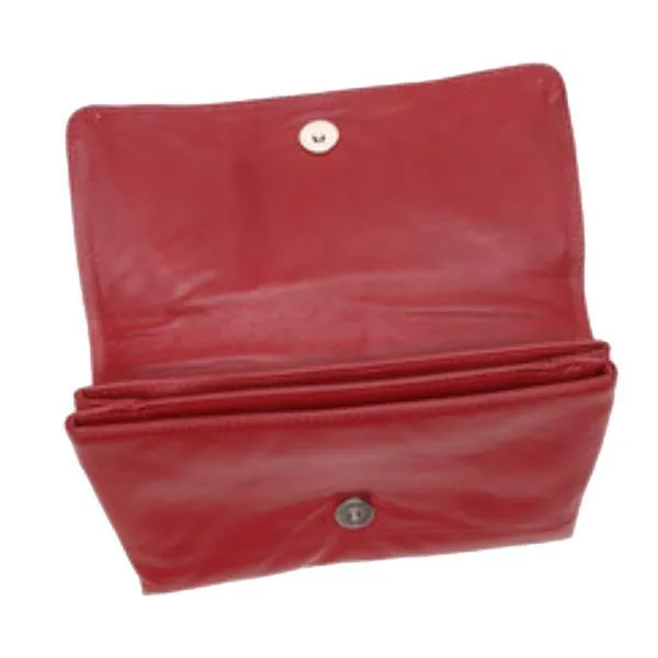 Hand Slip Leather Clutch | Red/Snake