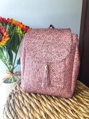 Hand-Tooled Pink Leather Backpack