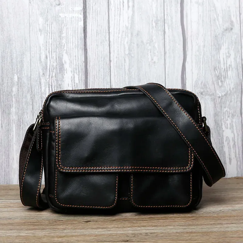 Handmade Crazy Horse Leather Crossbody Small Backpack