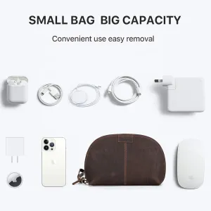 Handmade Leather Travel Pouch for Tech Accessories