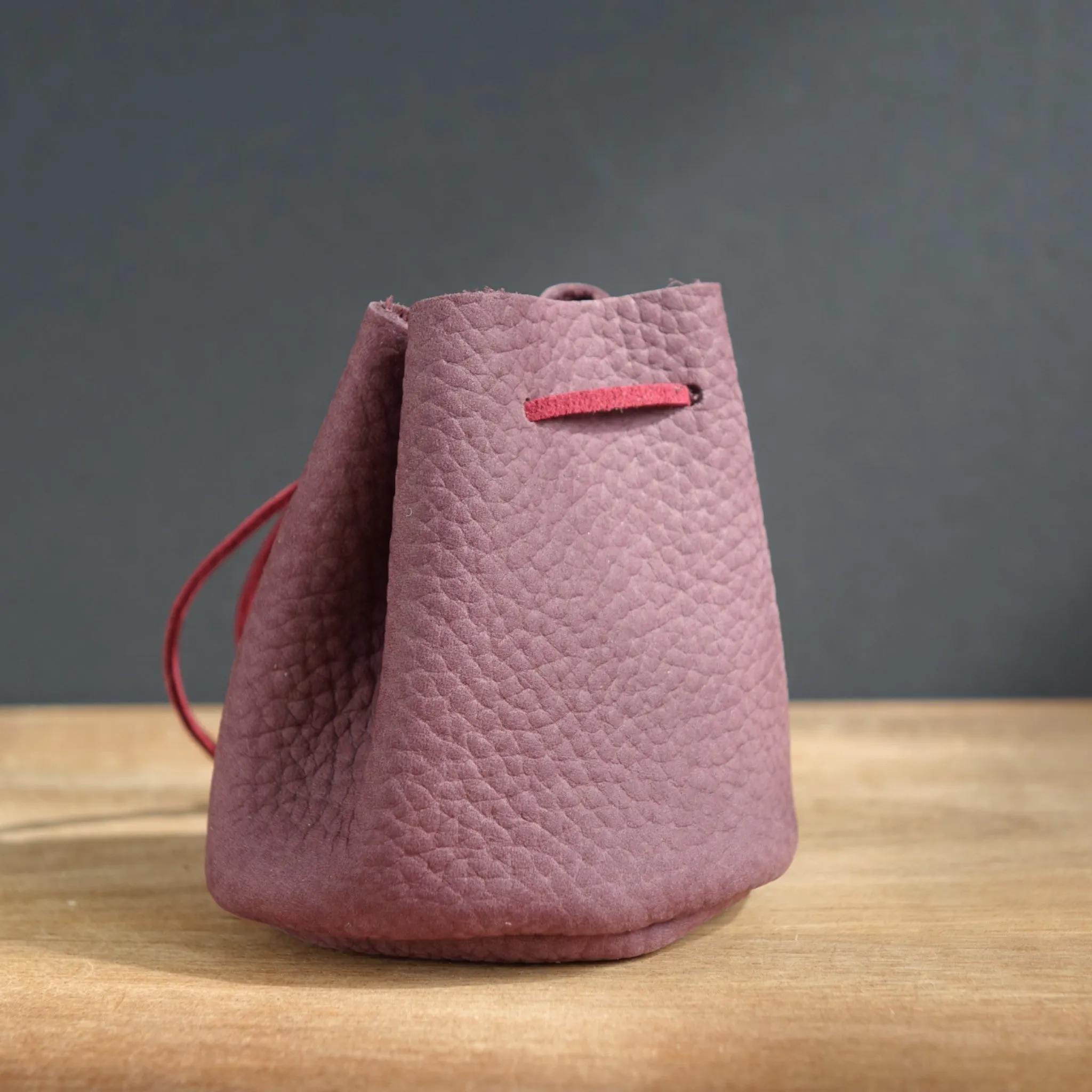 Handmade Small Drawstring Leather Pouch