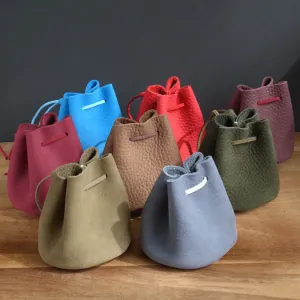 Handmade Small Drawstring Leather Pouch