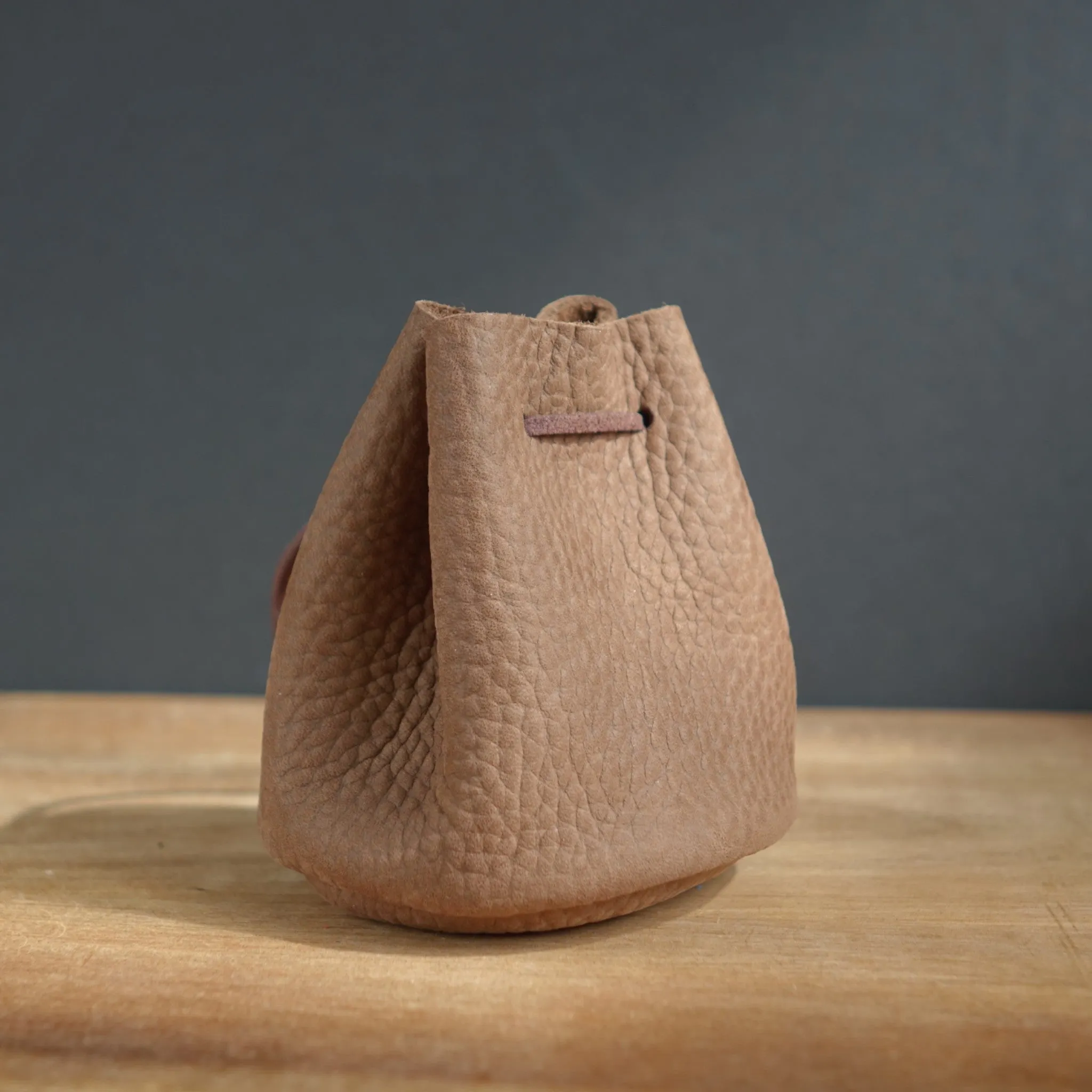 Handmade Small Drawstring Leather Pouch