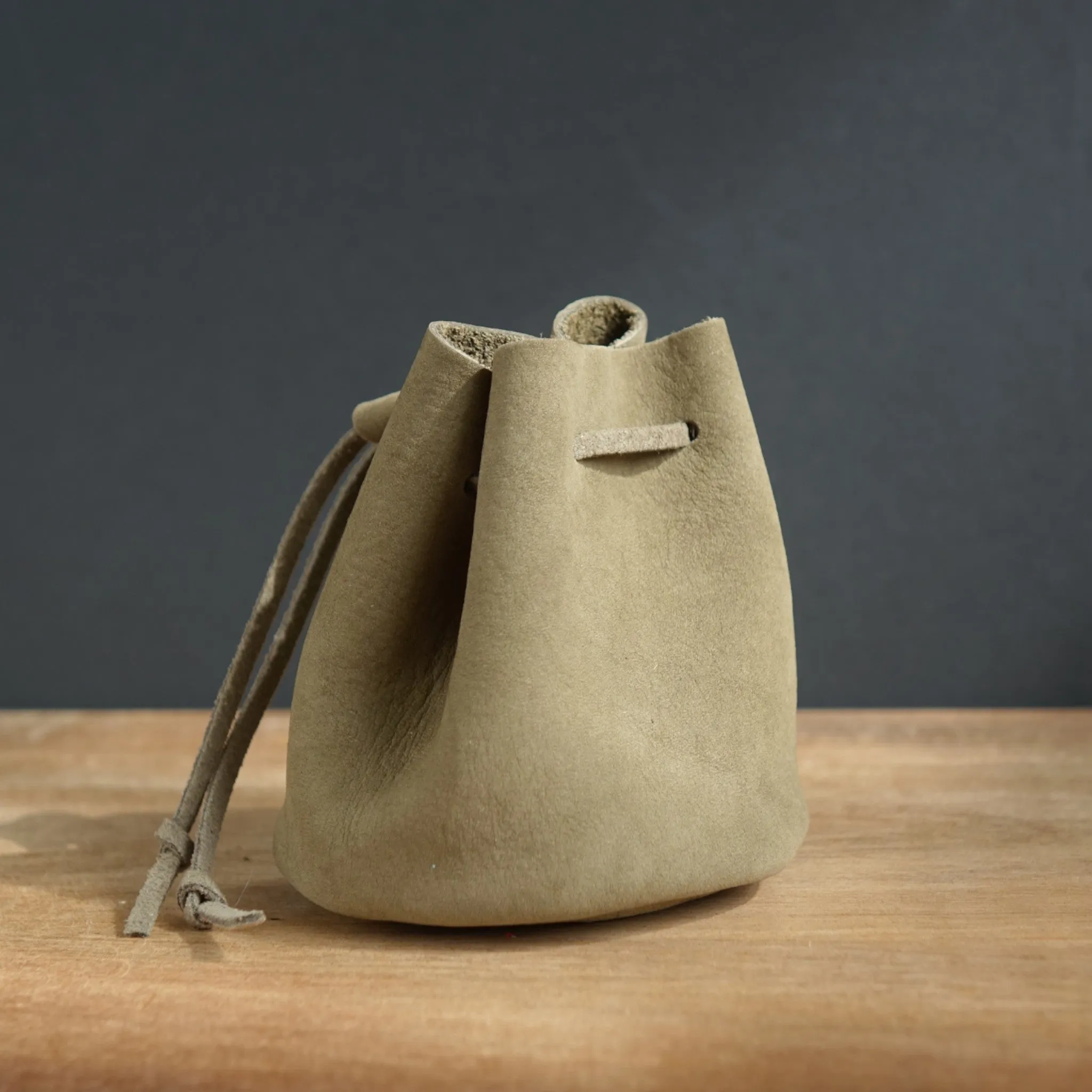 Handmade Small Drawstring Leather Pouch