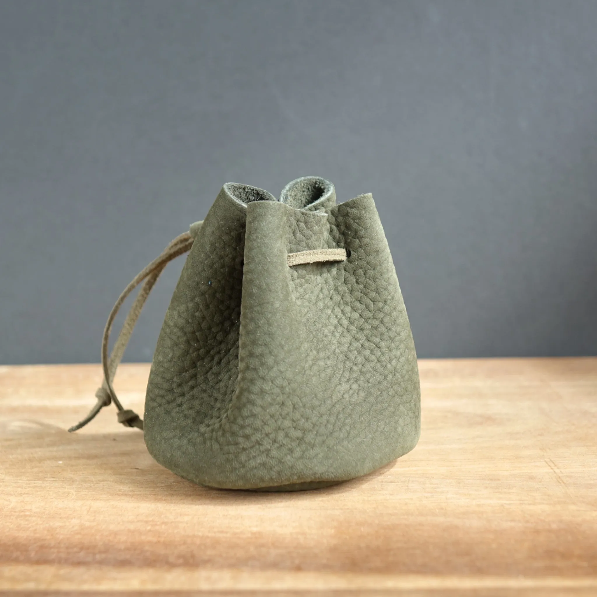 Handmade Small Drawstring Leather Pouch
