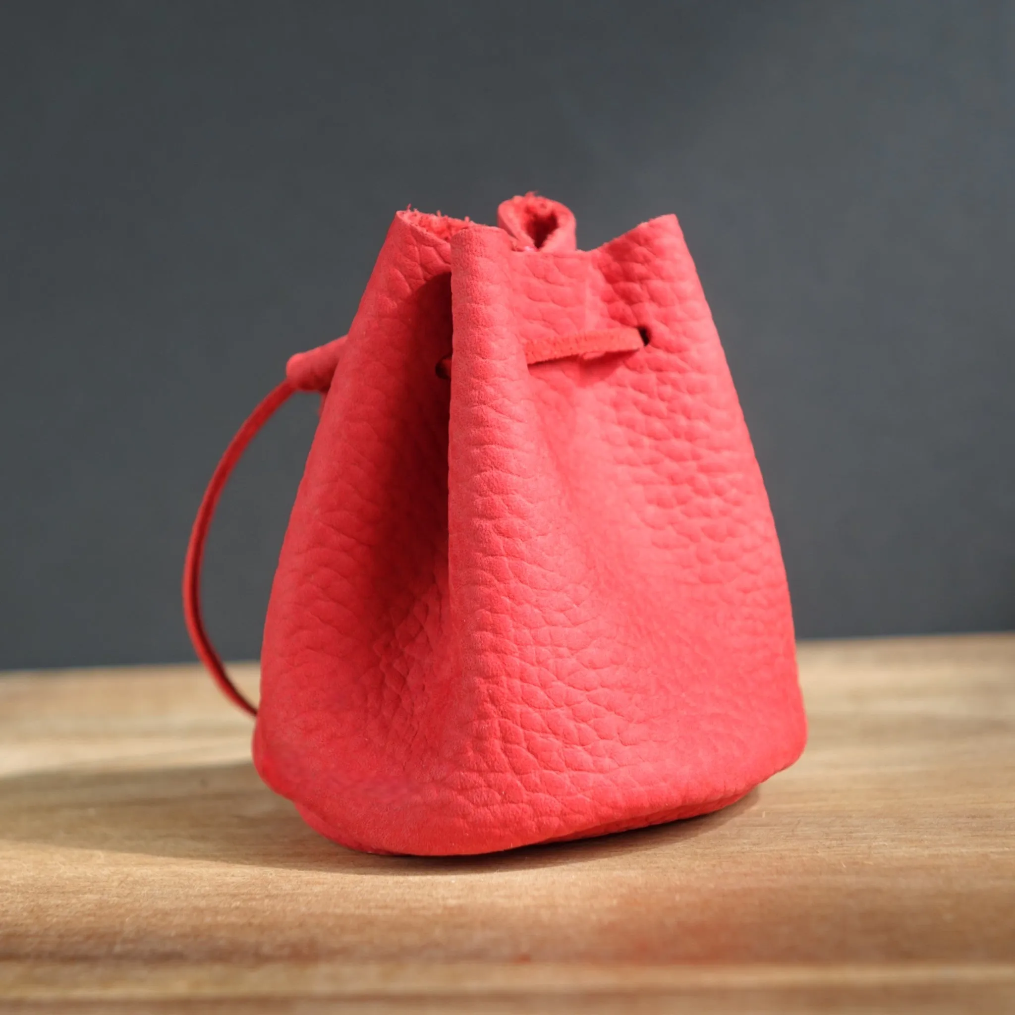 Handmade Small Drawstring Leather Pouch