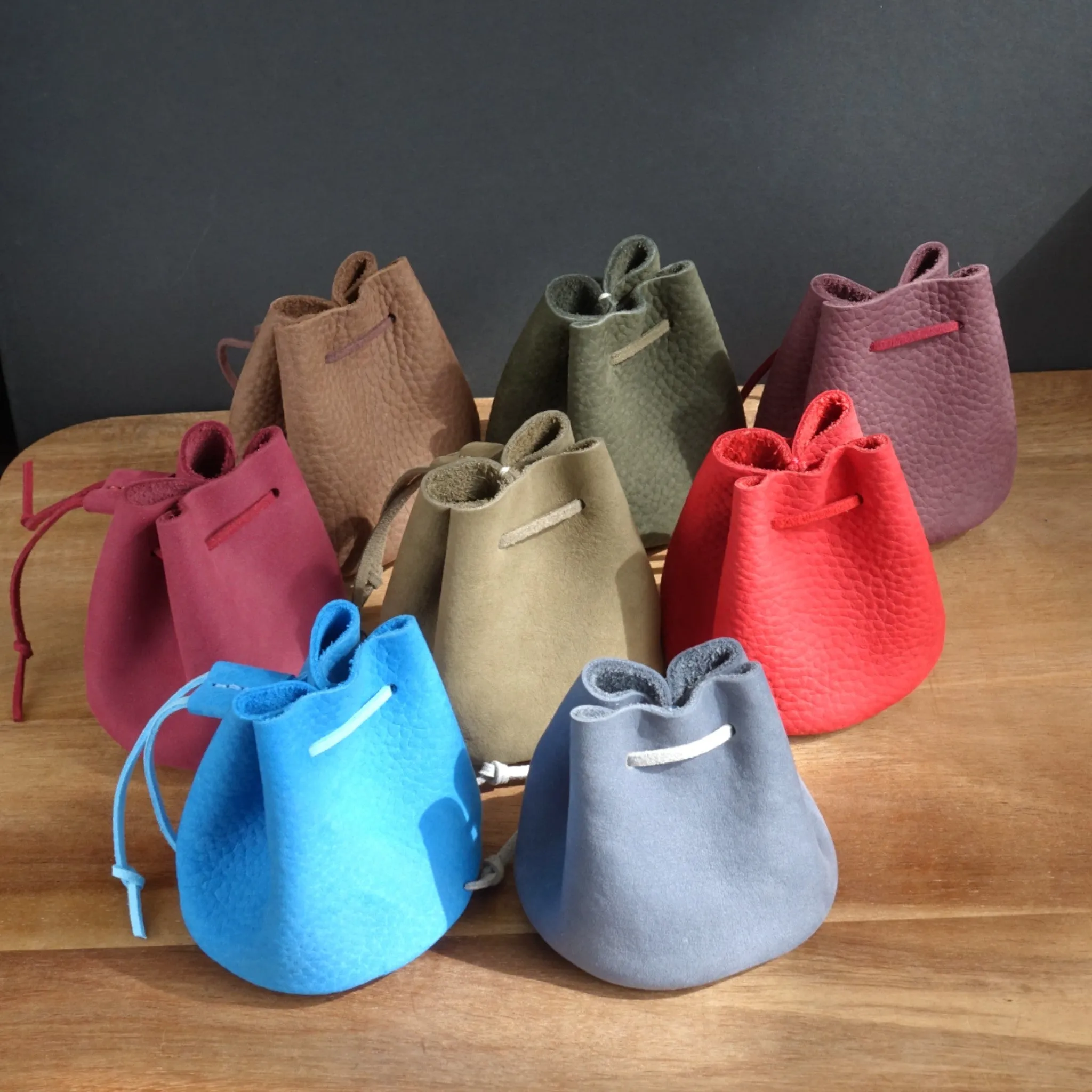 Handmade Small Drawstring Leather Pouch