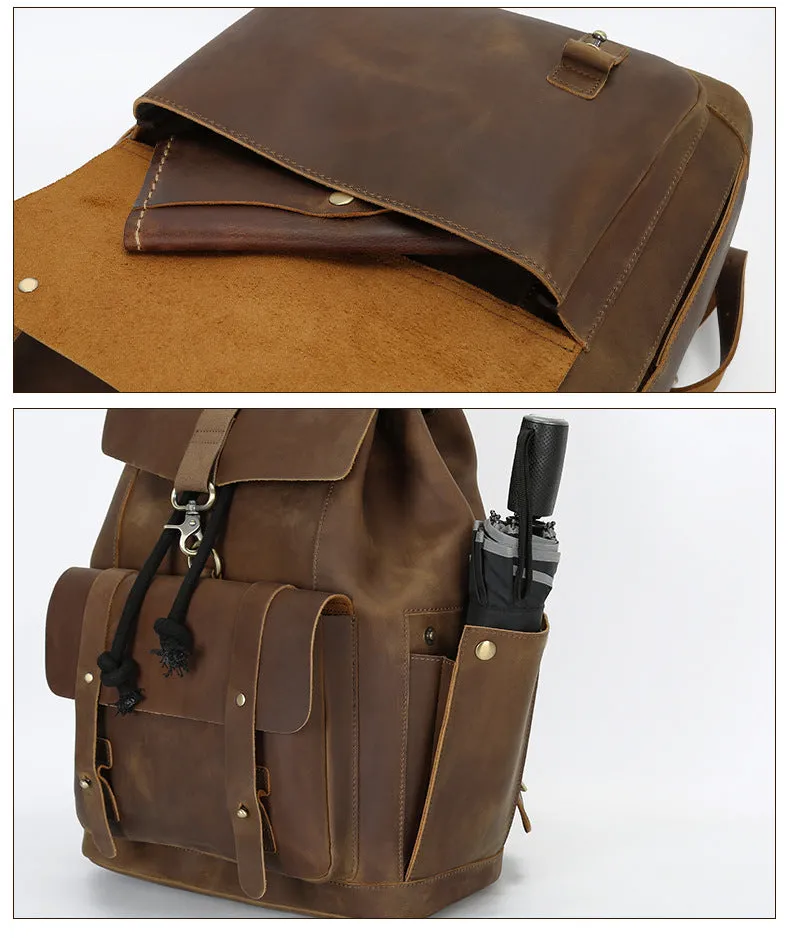 Handmade Vintage Drawstring Full-Grain Leather Backpack