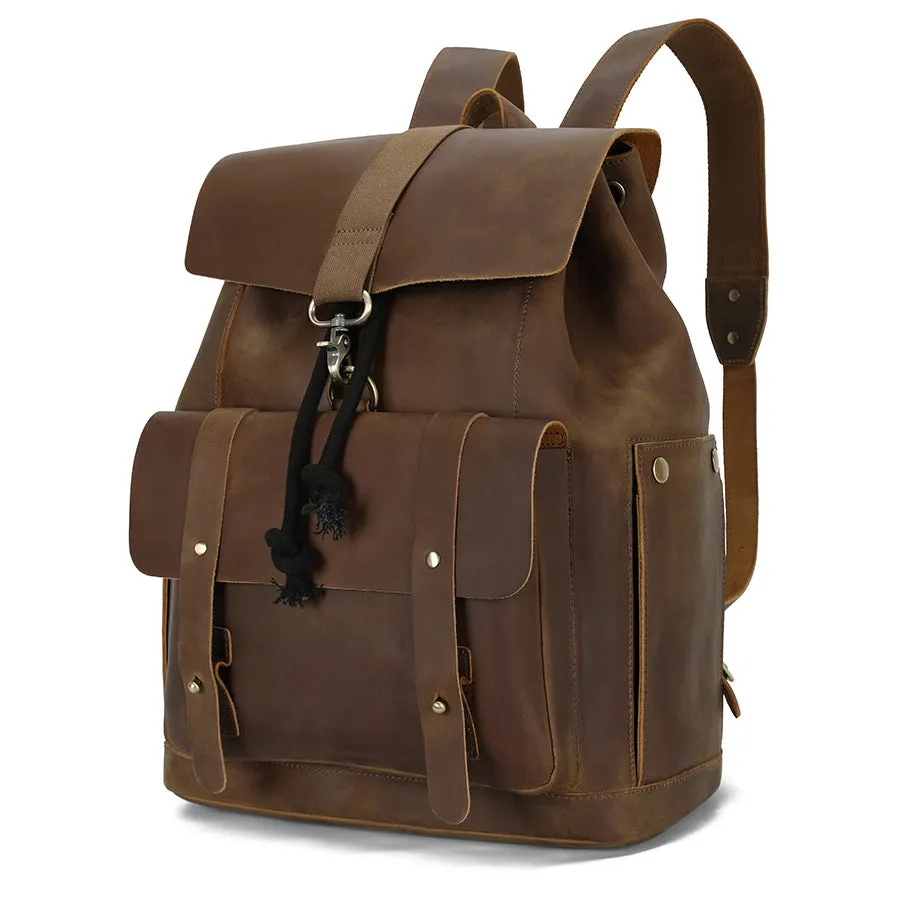Handmade Vintage Drawstring Full-Grain Leather Backpack