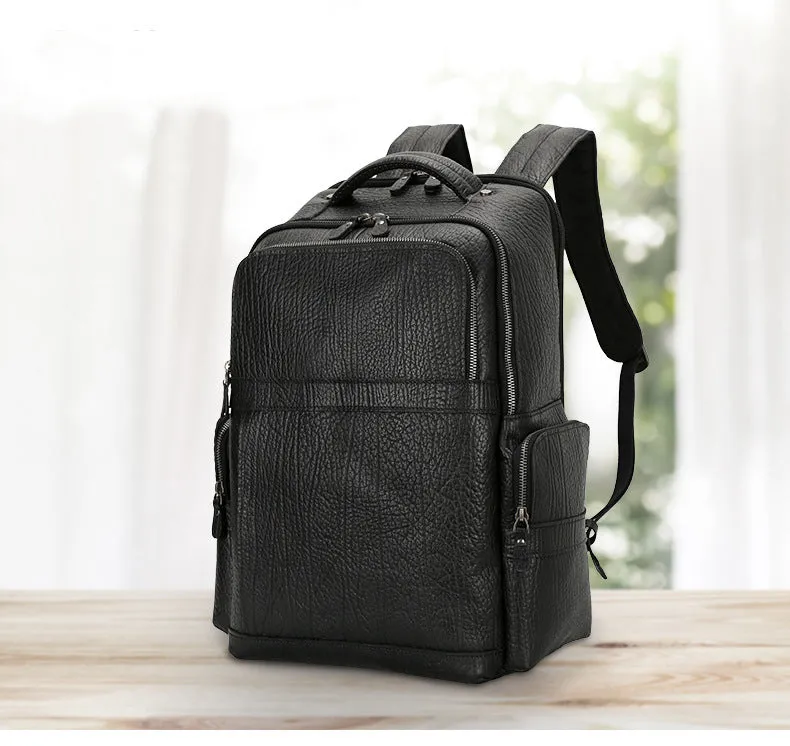 Handmade Vintage Full-Grain Leather Backpack with Zipper Closure