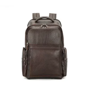 Handmade Vintage Full-Grain Leather Backpack with Zipper Closure