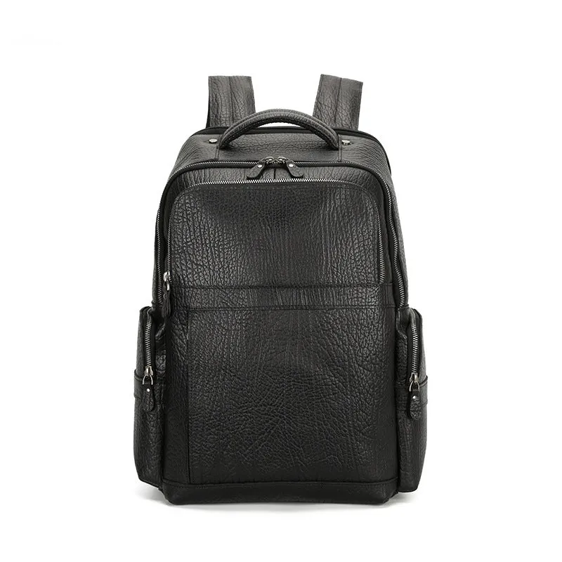 Handmade Vintage Full-Grain Leather Backpack with Zipper Closure