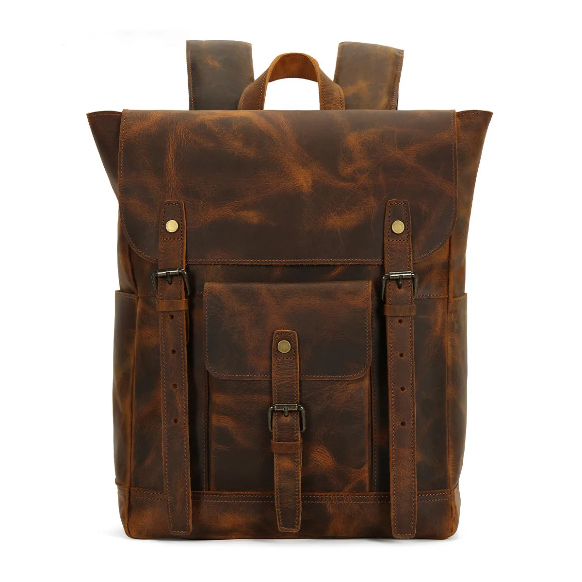 Handmade Vintage Full-Grain Leather Business Backpack