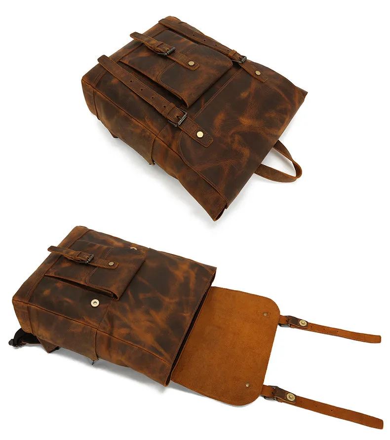 Handmade Vintage Full-Grain Leather Business Backpack