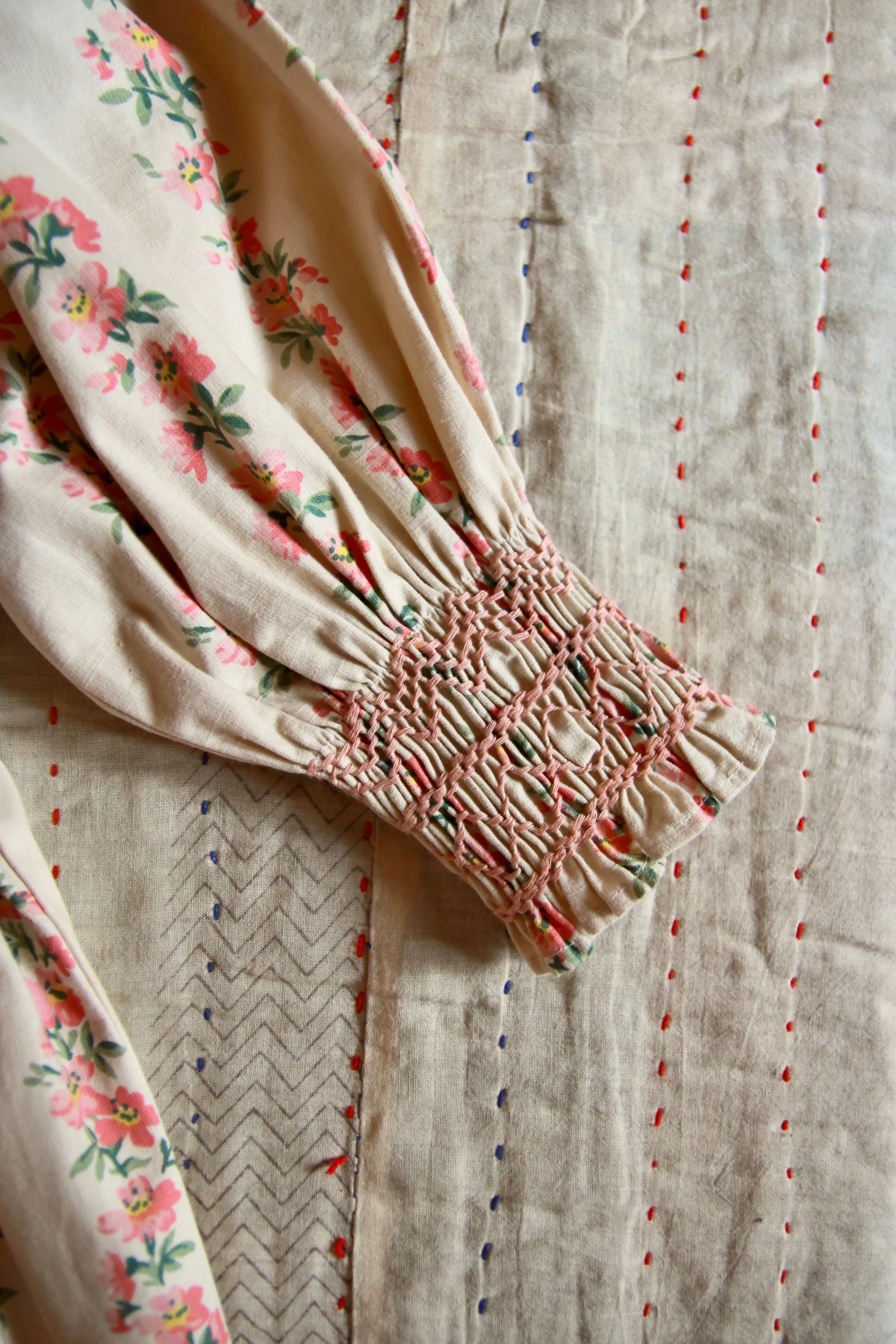 Handsmock Dress Farandole Stripes flowers