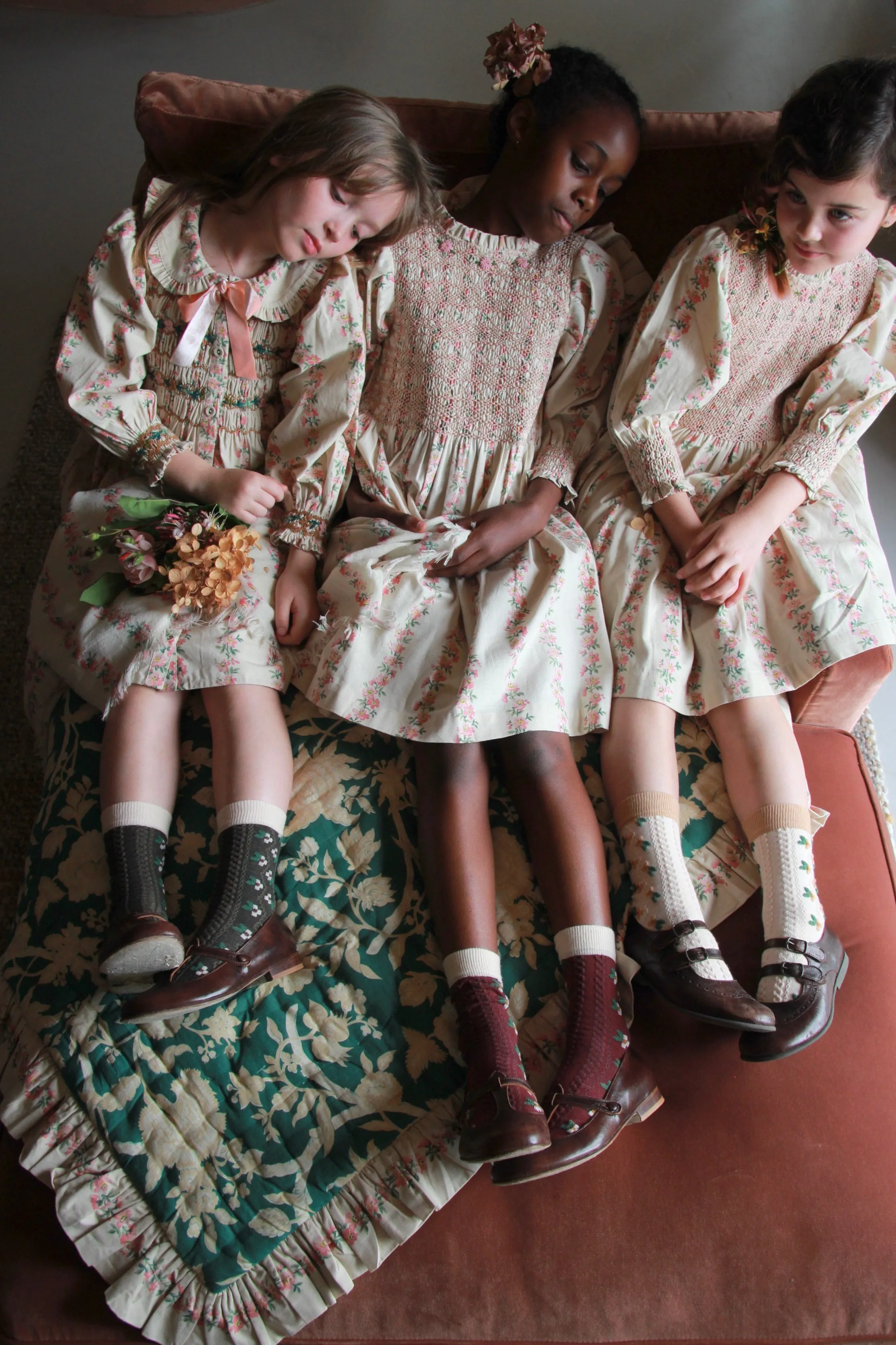 Handsmock Dress Farandole Stripes flowers