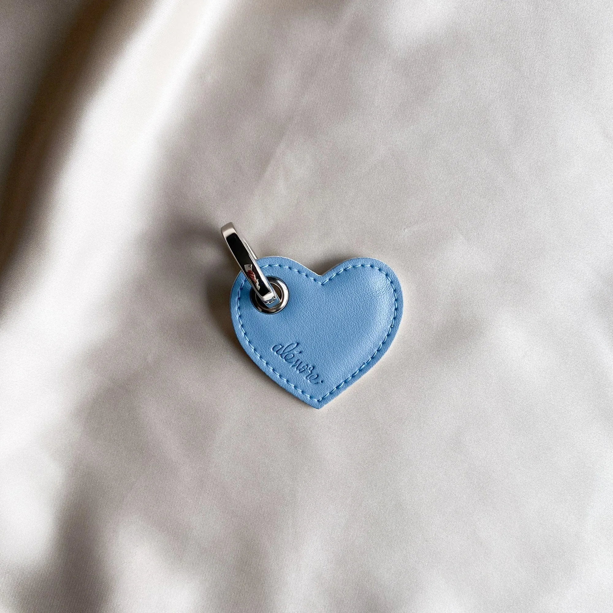 Heart Vegan Apple Leather Key Ring | Blue & White