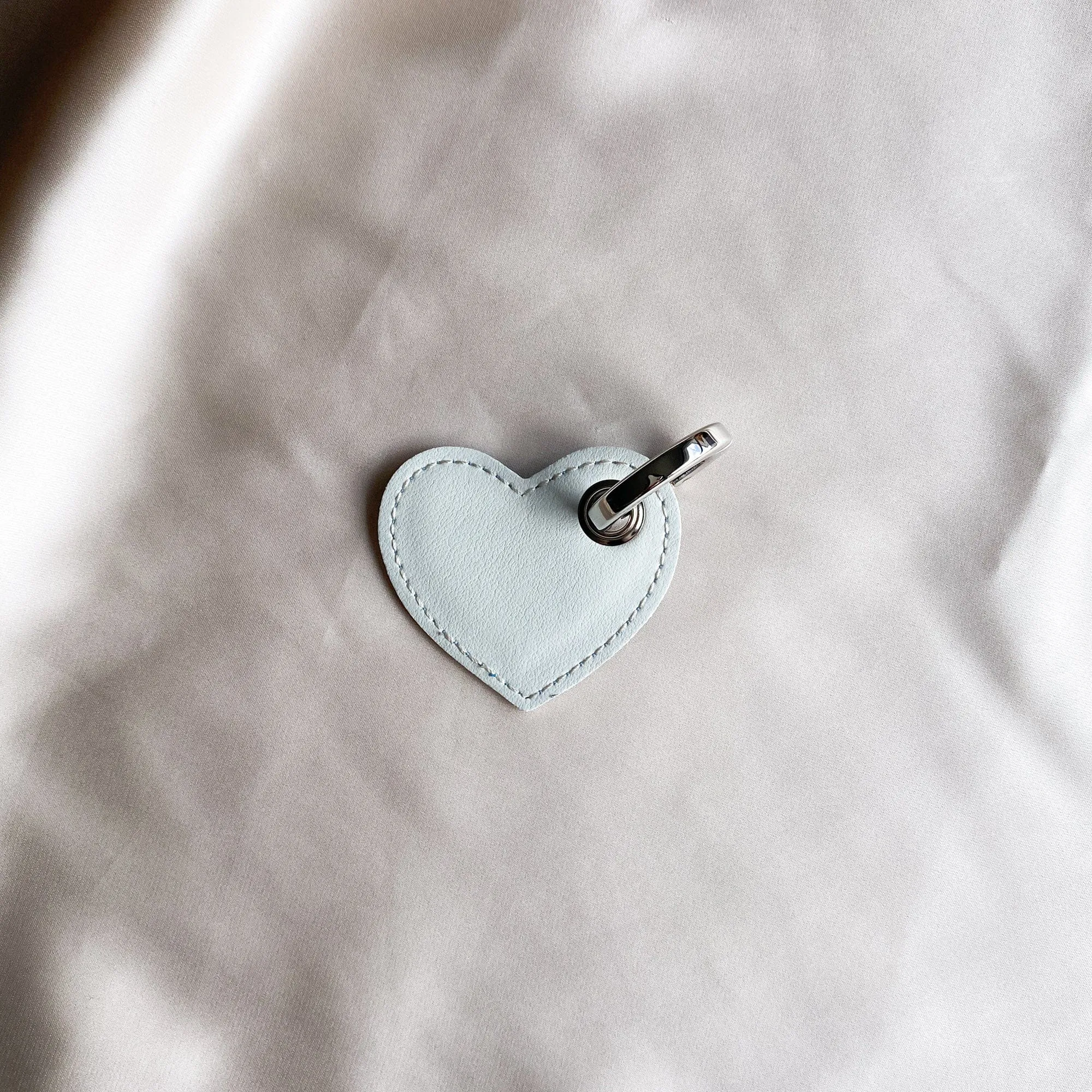 Heart Vegan Apple Leather Key Ring | Blue & White