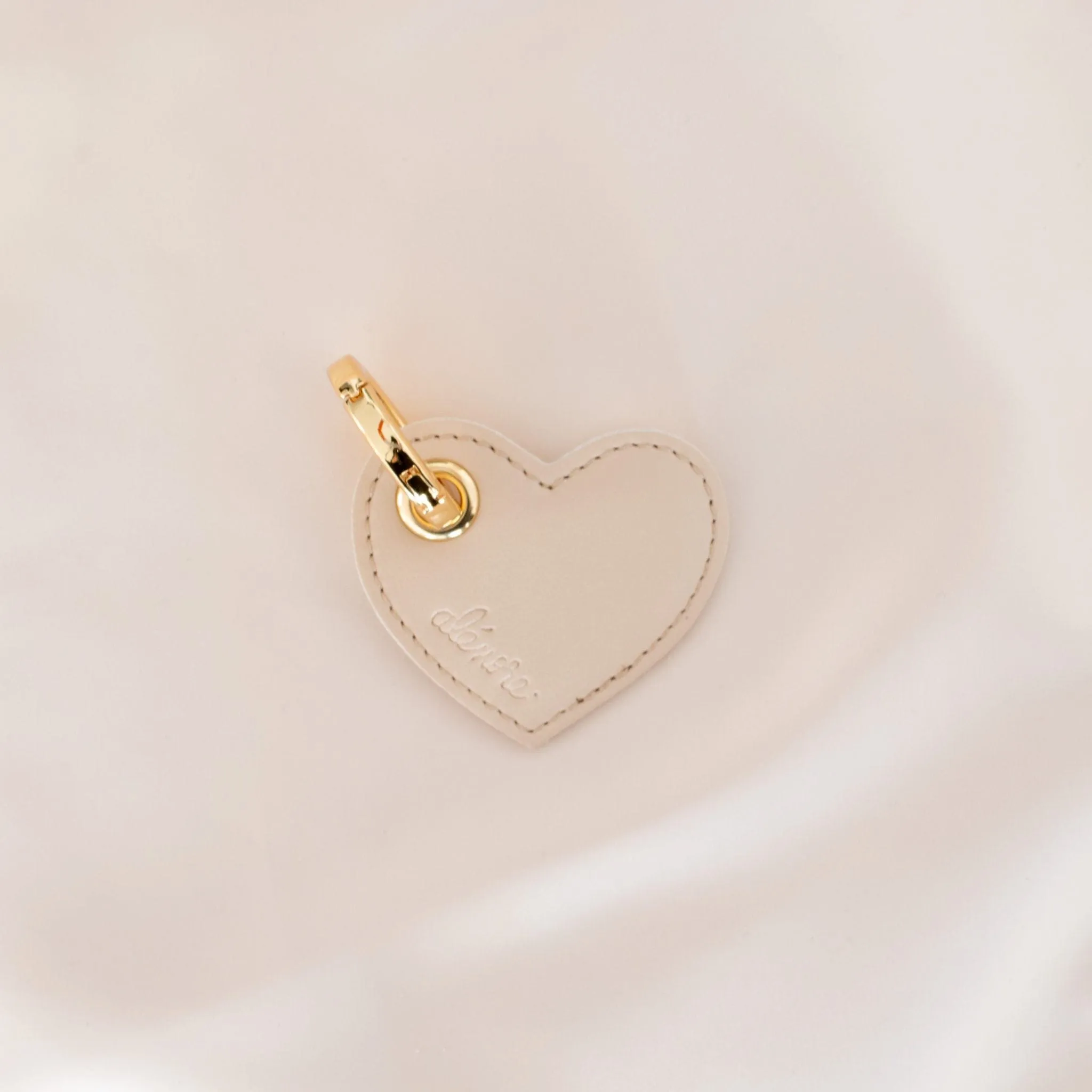 Heart Vegan Apple Leather Key Ring | Nude & White