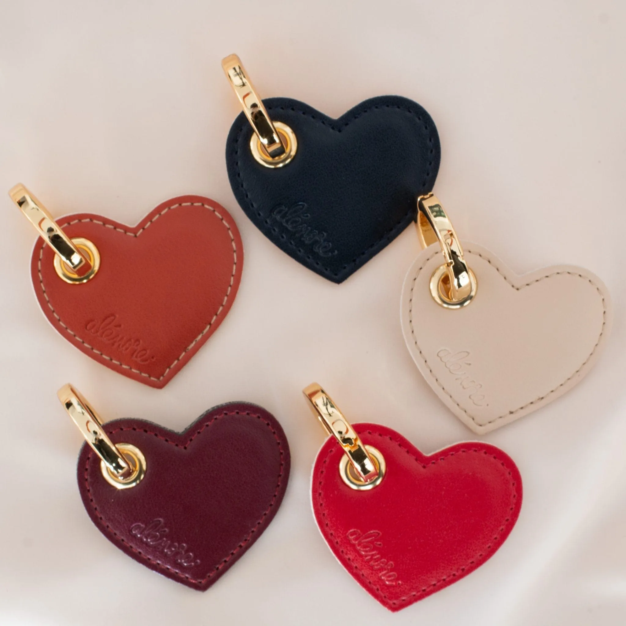 Heart Vegan Apple Leather Key Ring | Nude & White