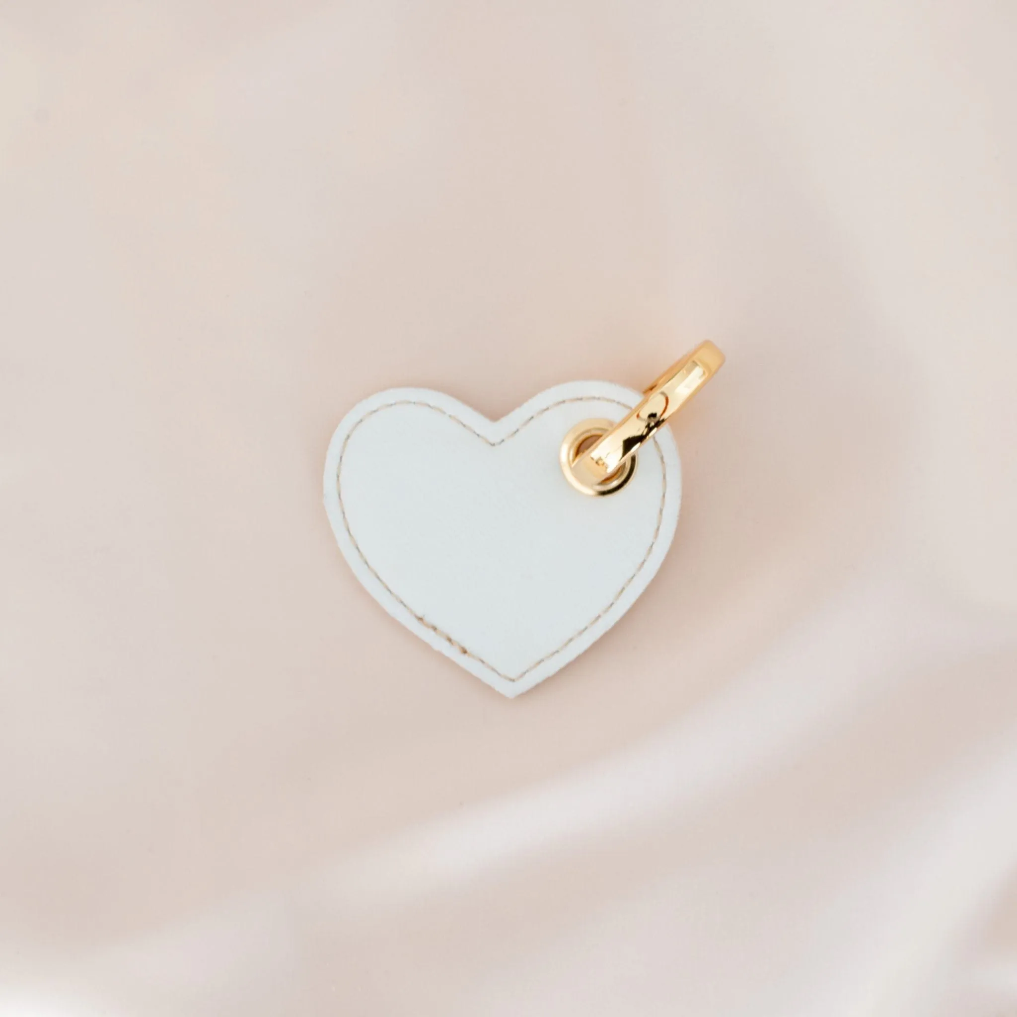 Heart Vegan Apple Leather Key Ring | Nude & White