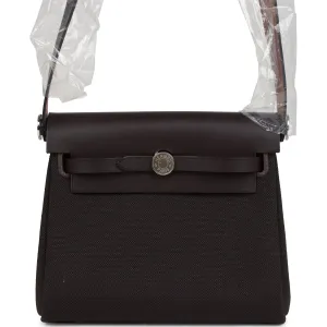 Hermes Herbag Zip 20 Mini Ebene Toile H Canvas and Vache Hunter Palladium Hardware