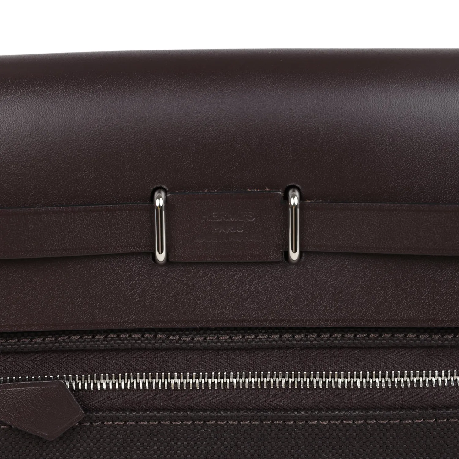 Hermes Herbag Zip 20 Mini Ebene Toile H Canvas and Vache Hunter Palladium Hardware