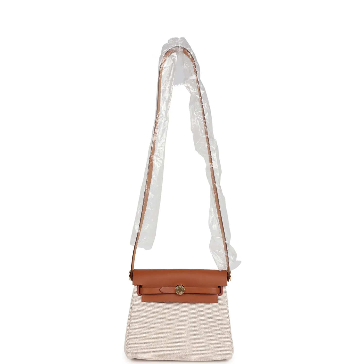 Hermes Herbag Zip 20 Mini Ecru and Beige Toile H Canvas and Fauve Vache Hunter Gold Hardware