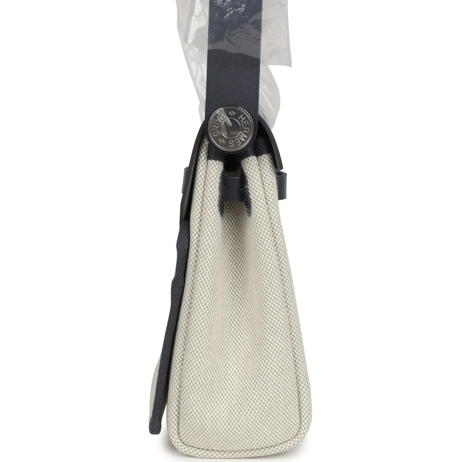 Hermes Herbag Zip 20 Mini Ecru and Bleu Glacier Toile H Canvas and Ardoise Vache Hunter Palladium Hardware