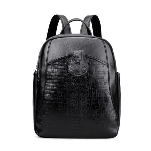 High Quality Fashion Black Genuine Leather Women Backpacks For Girl Real Skin Female Lady Travel Bags M6635
