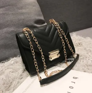 High Quality PU Leather Designer Handbag With Lock Chain