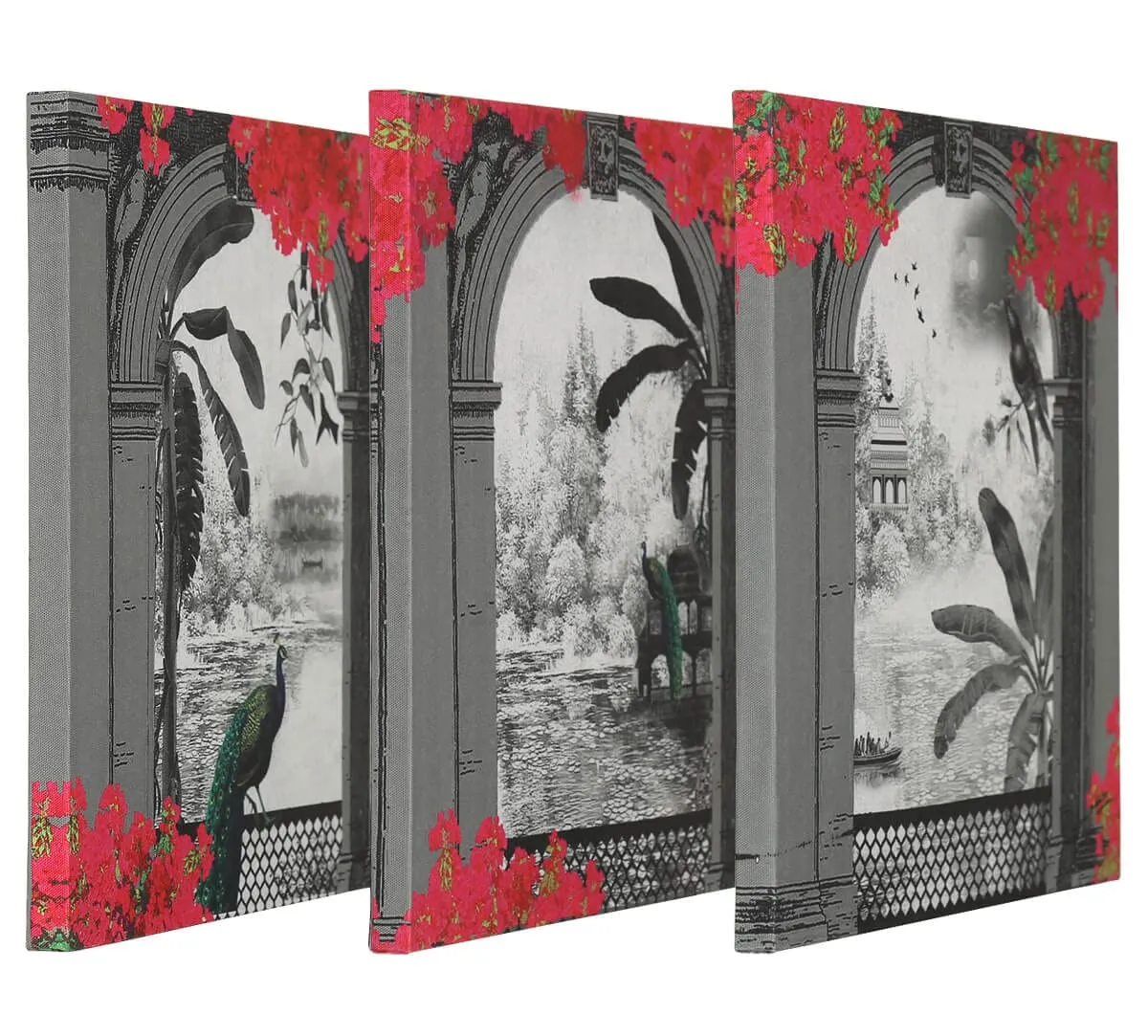 India Circus by Krsnaa Mehta Royal Hues Canvas Wall Art | Wall Canvas Paintings Poster for Home Decoration Living Room Bedroom Hotel Office | Set of 3 | Size 16 Inch x 16 Inch