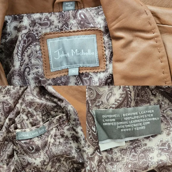 Juliet Michelle Tan 100% Genuine Leather Blazer Jacket