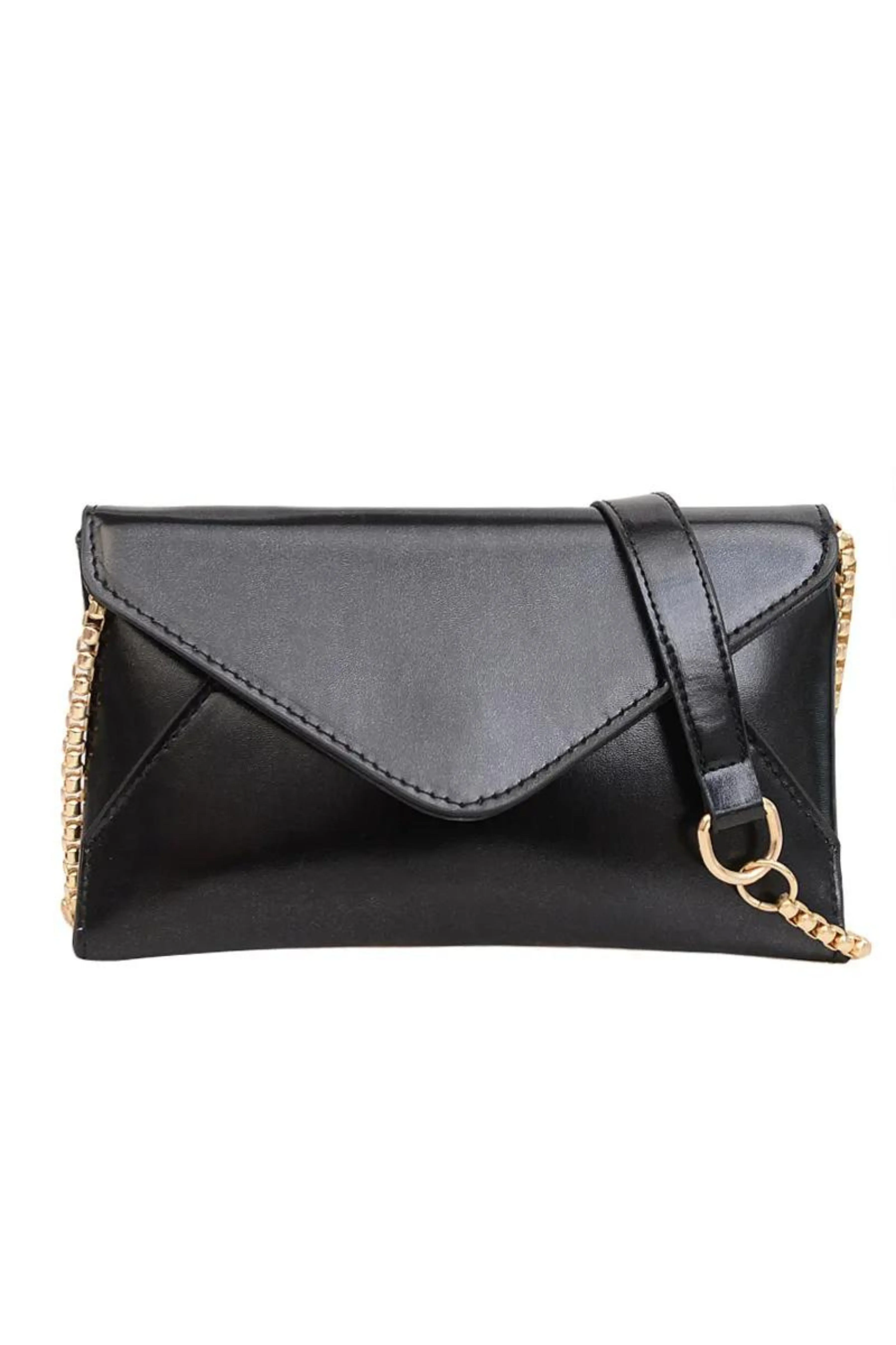 Kelli Metallic Envelope Clutch - Black
